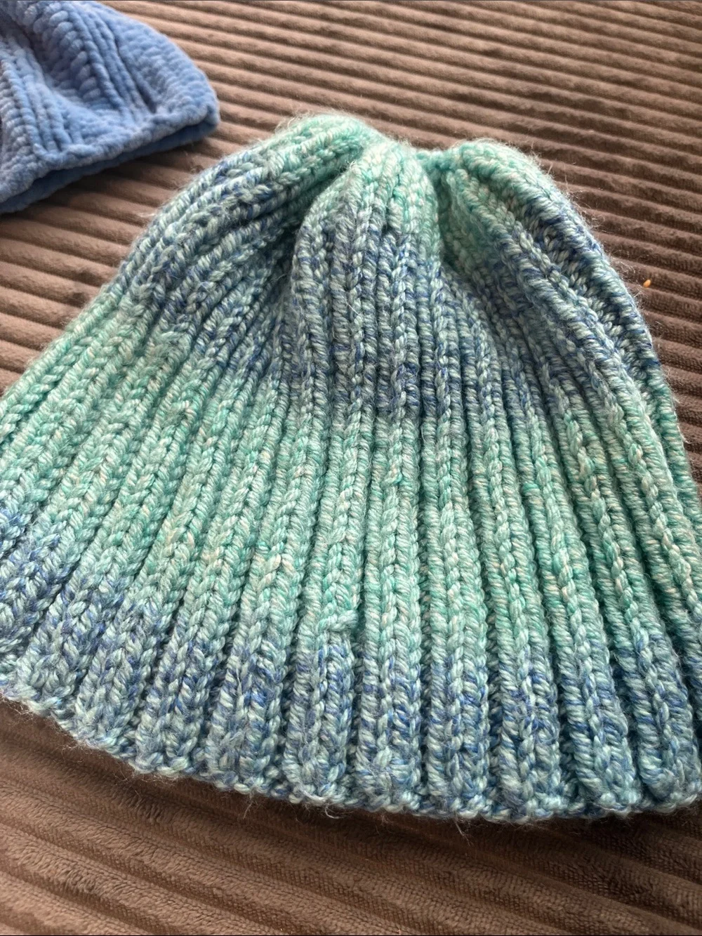 Kids Knit Beanie Set with Cream Sherpa Mittens - Blue & Aqua